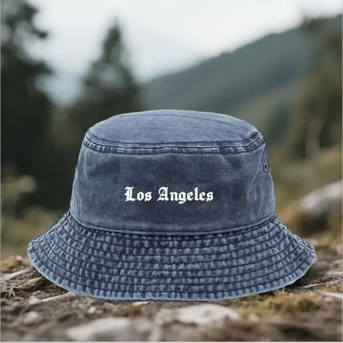 Chapeau de pêcheur tendance pour homme imprimé en 3D avec inscription Los Angeles