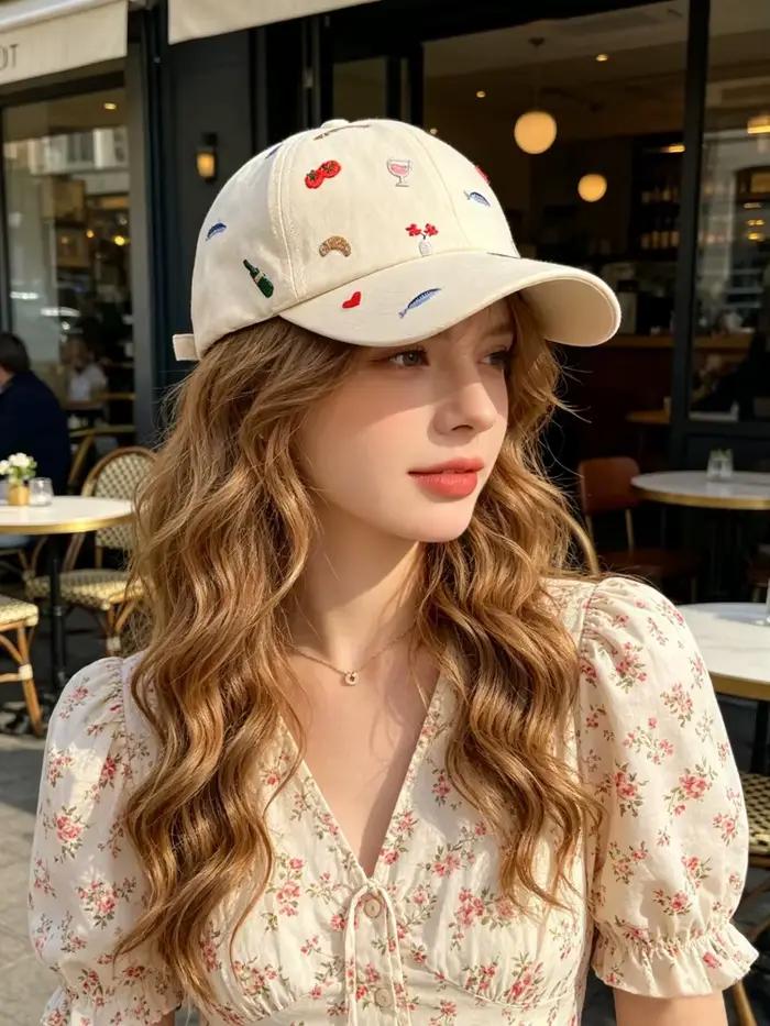 Casquette de baseball brodée Kawaii pour femme