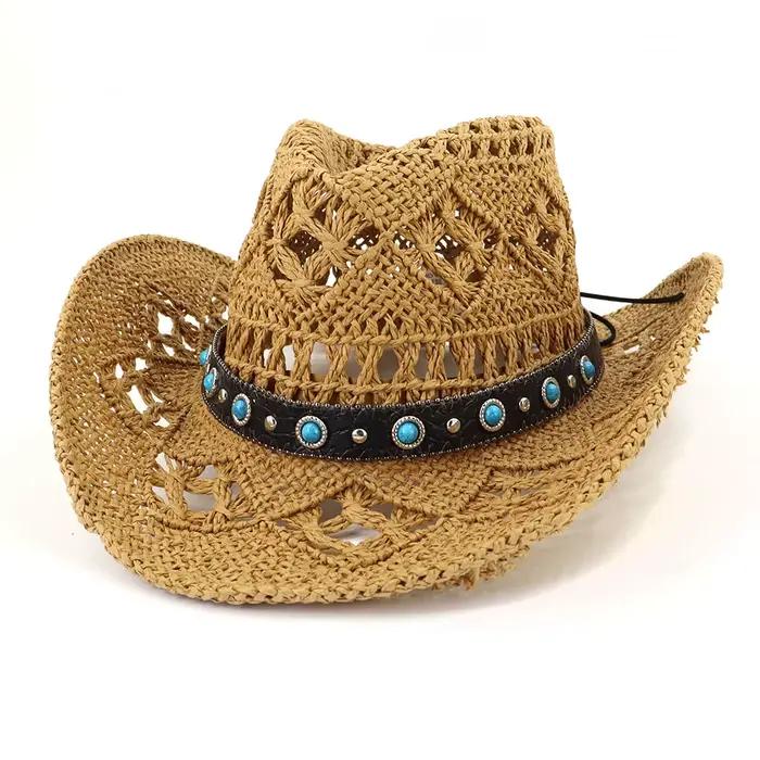 Chapeau de paille Western Cowboy pour hommes et femmes