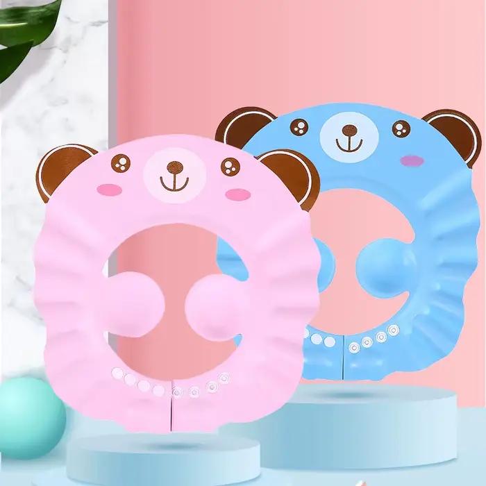 Bonnet souple réglable pour bébé 7-12 mois chapeau de bain protection des yeux animaux motifs douche bain fêtes prénatales cadeau enfant