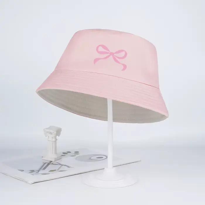 Adorable chapeau de pêcheur rose à imprimé nœud pour les tout-petits de 2 à 6 ans - Respirant pour les activités de