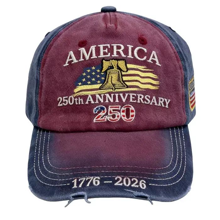 Casquette de baseball à thème drapeau américain commémorant le 250e anniversaire des États-Unis