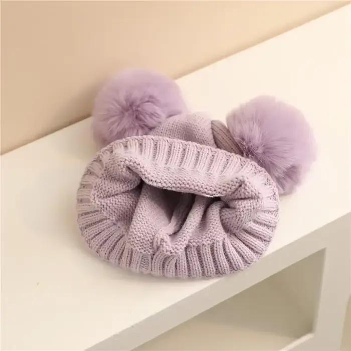 Nouveau cheval pompon boule chapeau pour enfants chaud hiver bébé