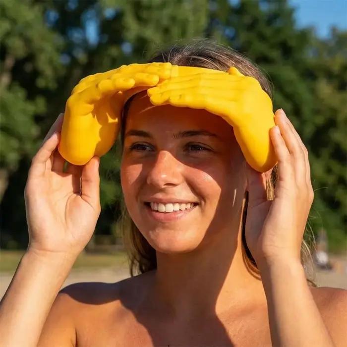 Chapeau de soleil 3D imprimé avec motif de paume et de mains en forme de cœur
