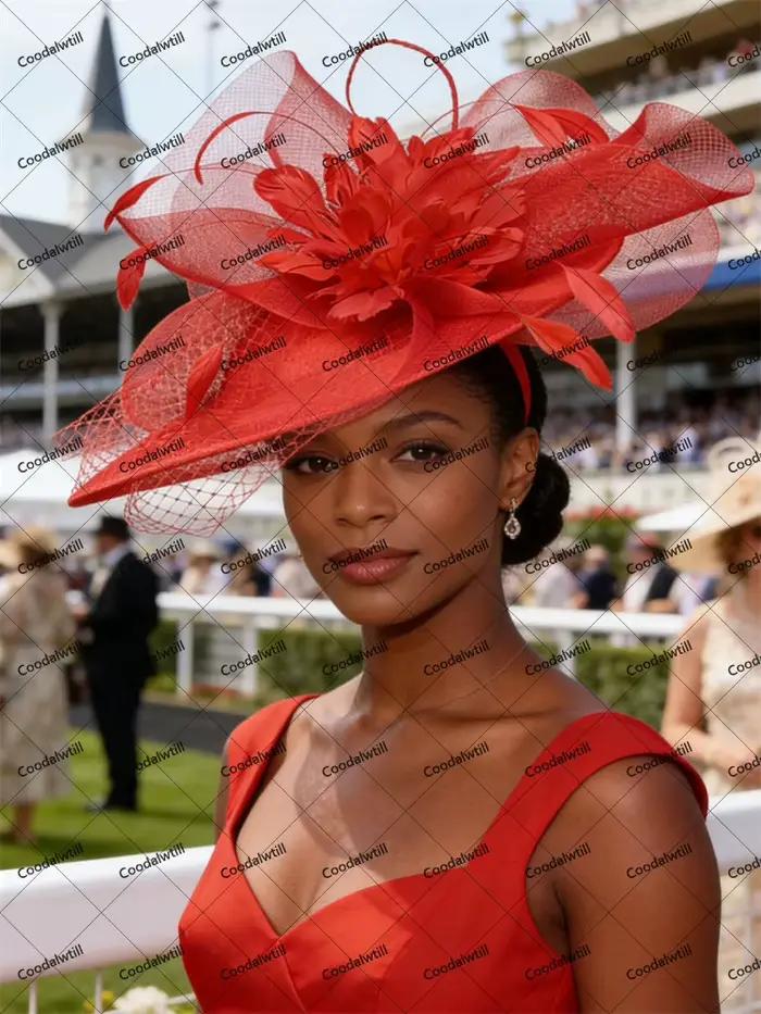 Voiles marron grand Kentucky Fascinator Chapeau femmes dames course casque mariée fête de mariage Royal Ascot