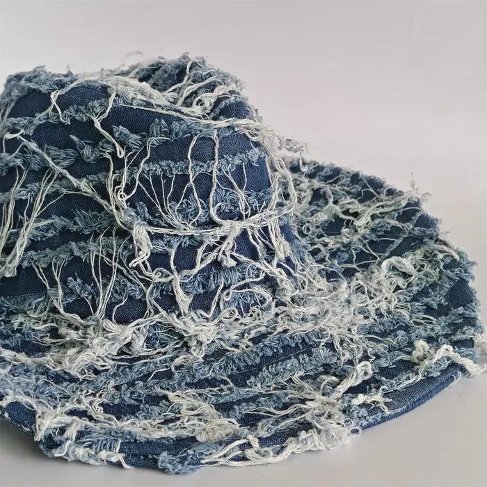 Chapeau rétro en denim déchiré pour femmes et hommes, chapeau de cowboy, chapeau de fête, chapeau pour mariage, anniversaire, vacances, occasions spéciales