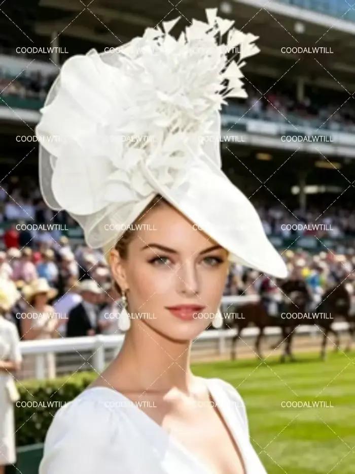 Chapeau Fascinator Jaune à Grande Fleur et Plumes pour Femme