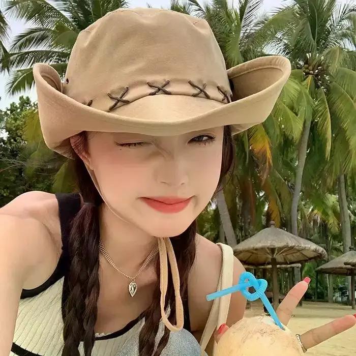 Chapeau de cowboy occidental d'été pour femmes et hommes
