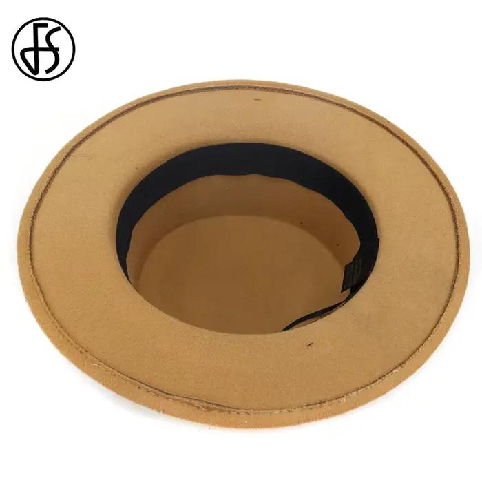 Chapeau fédora FS en feutre de laine unisexe avec ruban, large bord, style sport, pour hommes et femmes, adapté pour les fêtes Jazz, printemps et automne, offre cadeau pour occassions spéciales