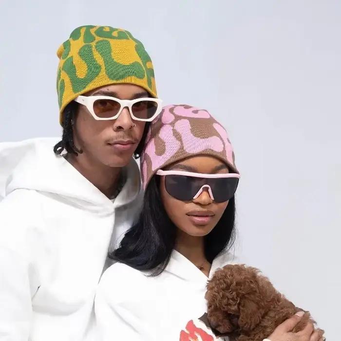 Mea Culpas bonnets chapeaux pour femmes hommes automne hiver mode imprimé laine acrylique tricoté casquettes Bonnet Kpop élastique Skullies chapeau