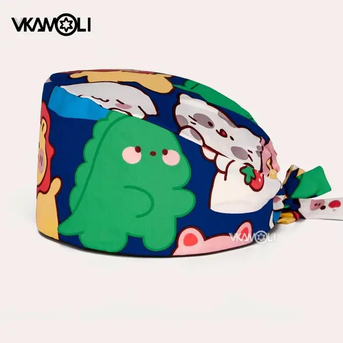 Casquette chirurgicale d'hôpital imprimée série dinosaure de dessin animé