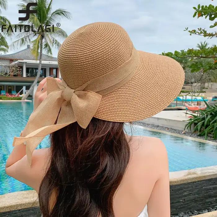 Chapeau de Paille à Gros Nministériels d Papillon pour Femme