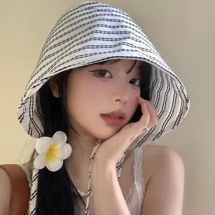NOUVEAU Chapeau Bob Pliable à Large Bord avec Cordon pour Femme