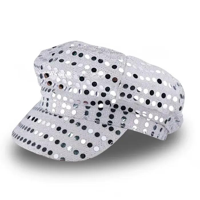 Chapeau à paillettes disco rétro des années 70 et 80 – Casquette de performance octogonale vintage