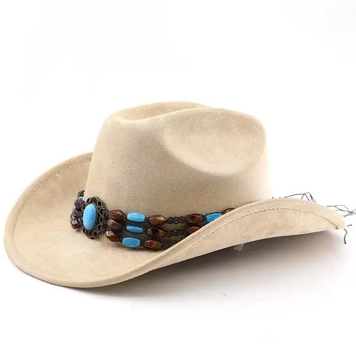 Chapeau de cowboy occidental en daim pour homme et femme