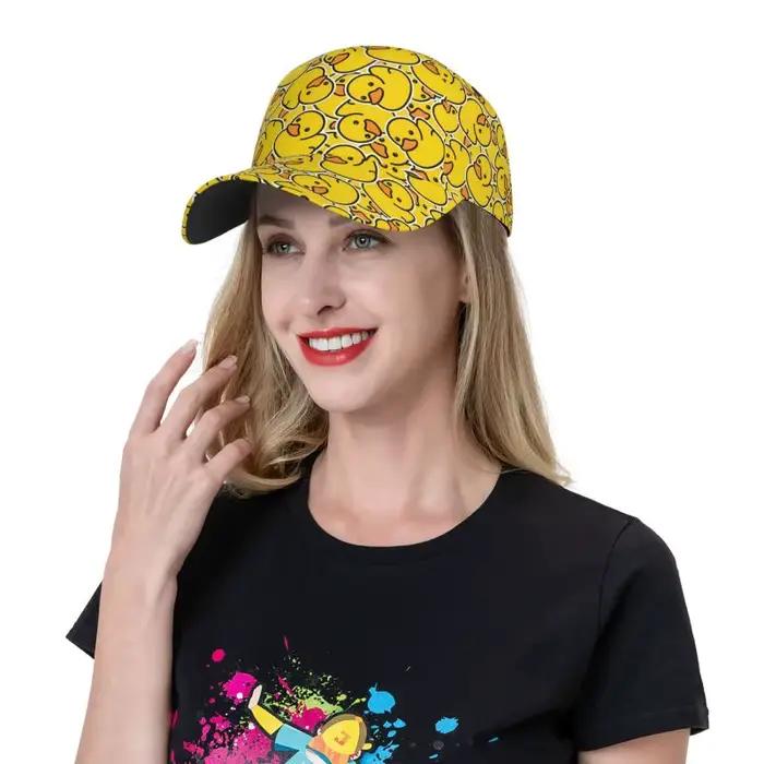 Casquette de baseball unisexe réglable avec imprimé canards de dessin animé en caoutchouc