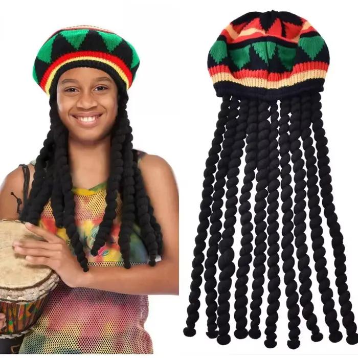 Faux tresses Dreadlocks bonnet chapeau jamaïcain Rasta Reggae casquette Crochet tricoté crâne