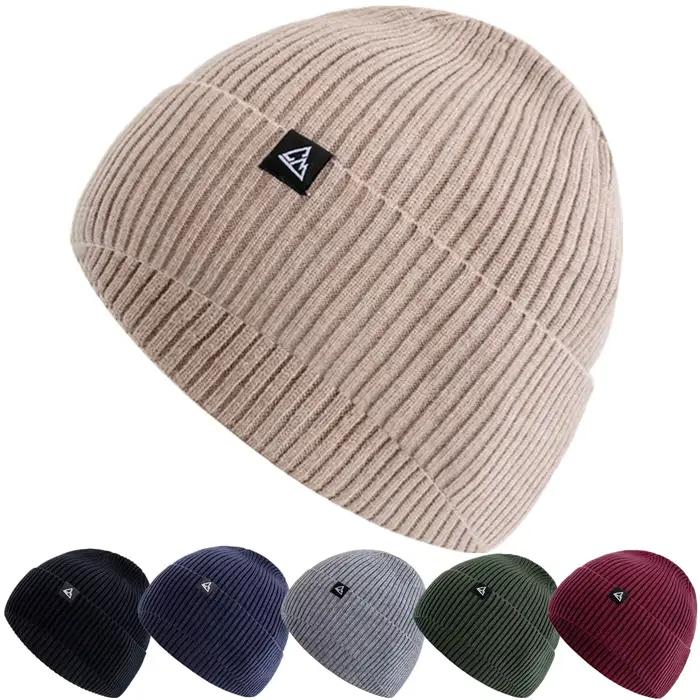 Offre spéciale unisexe automne/hiver bonnet chapeau montagne pic Labal haute élasticité tricoté chapeaux pour hommes