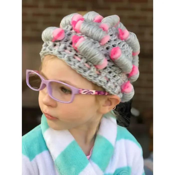Chapeau bouclé pour enfants - Perruque de vieille dame au crochet pour tout-petit