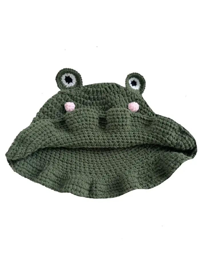 Chapeau de grenouille tissé à la main pour femmes