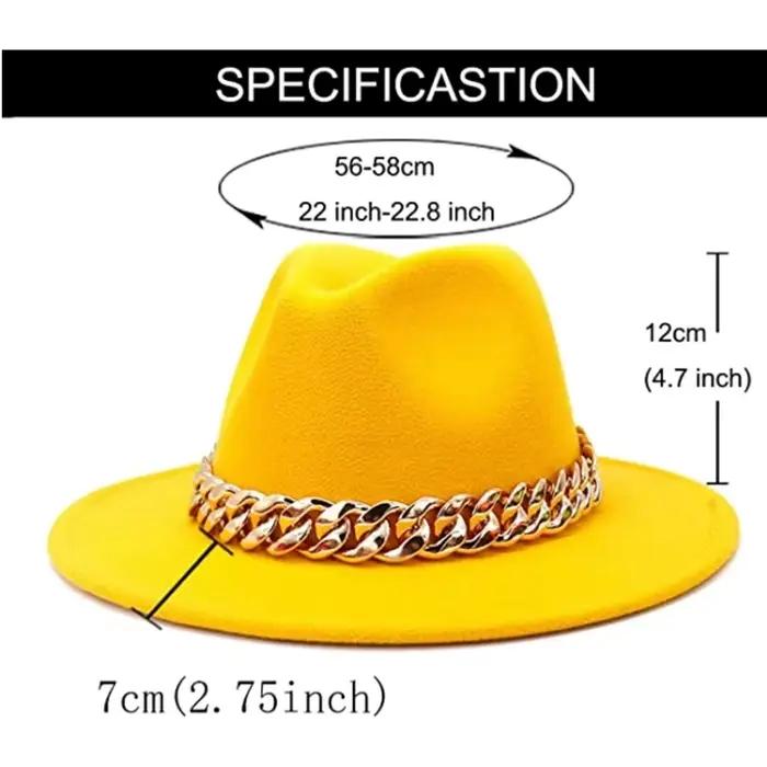 Chapeau Fedoras à chaîne dorée pour femmes et hommes