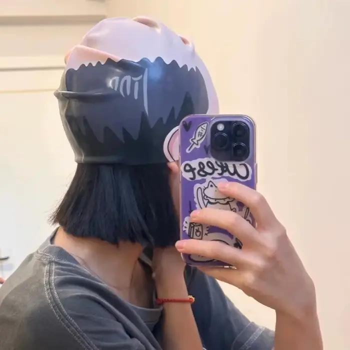 Bonnet de bain drôle à imprimé méditerranéen