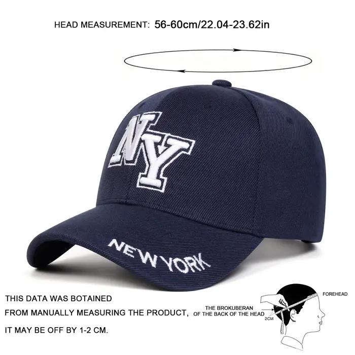 Casquette de baseball unisexe avec broderie NY en polyester pour homme et femme occasions décontractées printemps automne