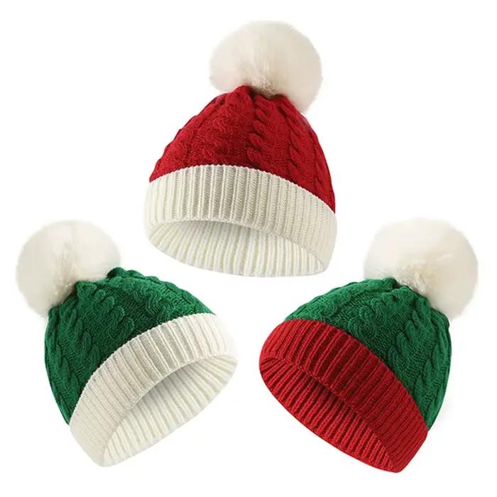 Chapeau hiver chaud en mélange de coton pour hommes et femmes design sportif avec pompon pour fêtes de Noël et Nouvel An occassions spéciales