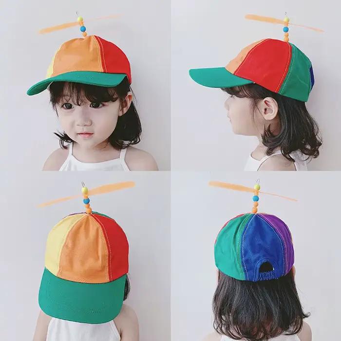 Casquette de baseball décontractée arc-en-ciel avec hélice d'hélicoptère amusante