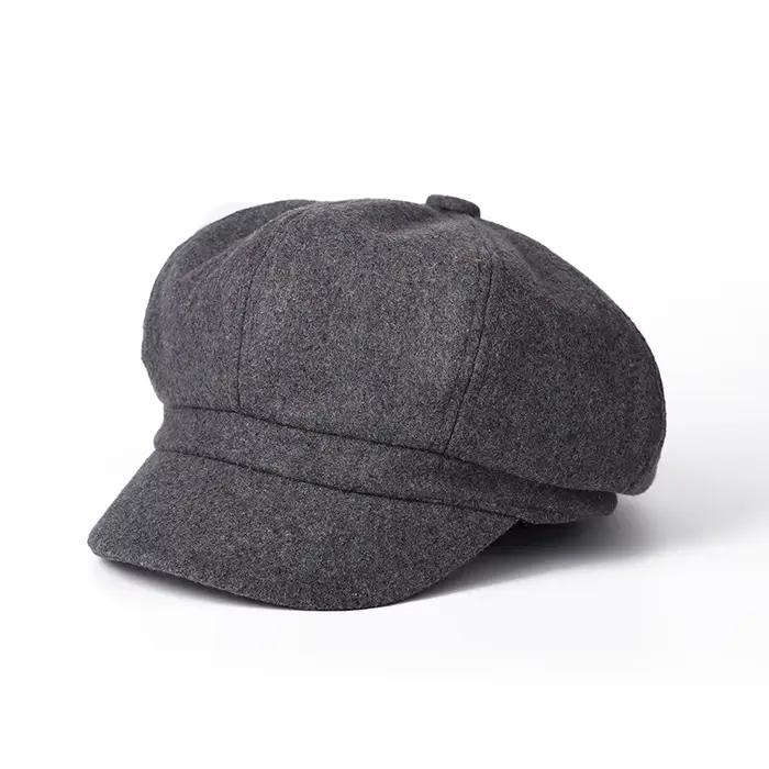 Bérets pour femmes casquette octogonale chapeaux d'hiver femme automne à la mode britannique couleur unie béret