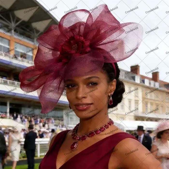 Chapeau de mariage fascinateur à fleurs vert foncé
