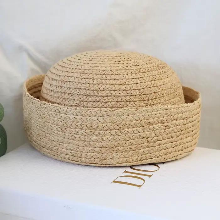 Chapeau Fedora Vintage 100% Raphia Naturel pour Femme