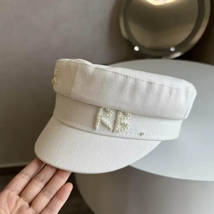 Casquette Baker Boy en coton/lin/cachemire avec monogramme
