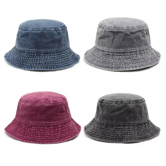 Chapeau de pêcheur en denim délavé rétro