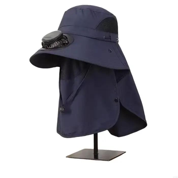 Chapeau refroidissement à énergie avec ventilateur intégré larges bords pour couvre-chef 6