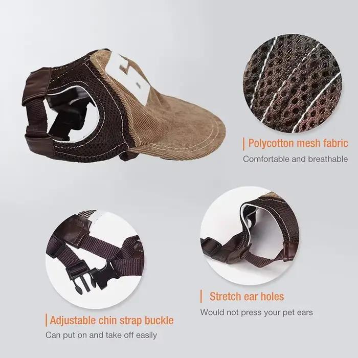 Chapeau de sports de plein air avec trous d'oreille pour animaux de compagnie