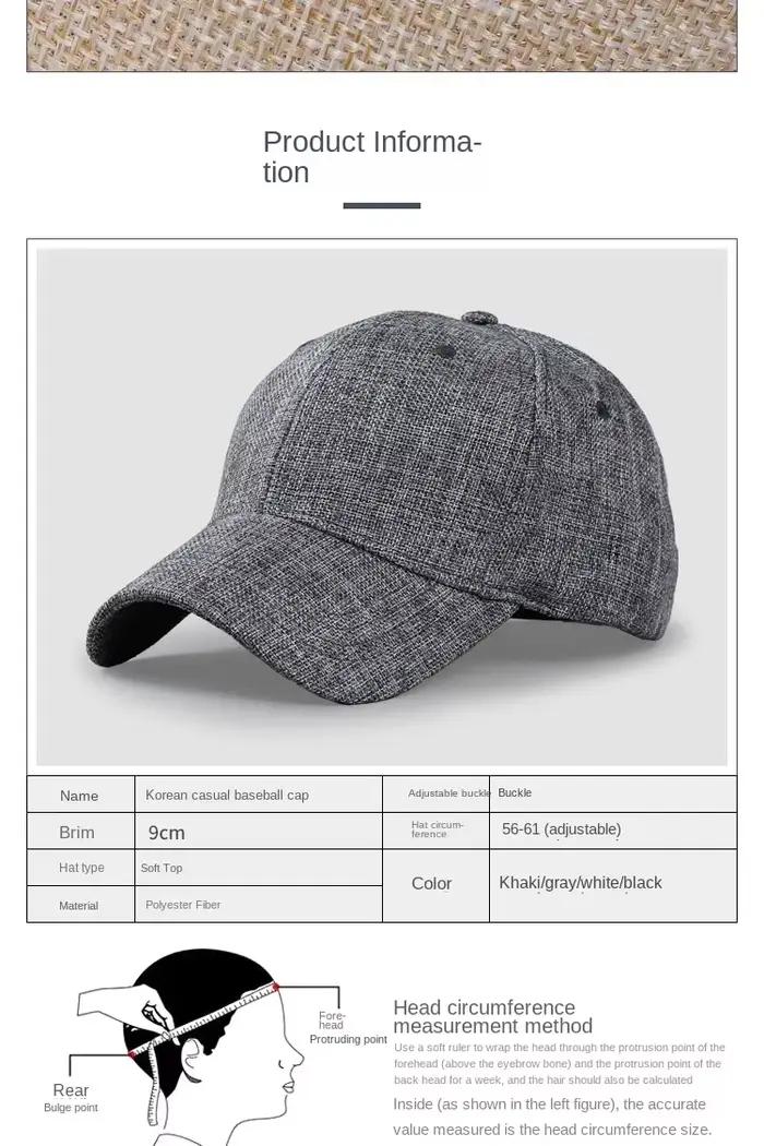 Casquette de Baseball en Faux Lin pour Homme et Femme