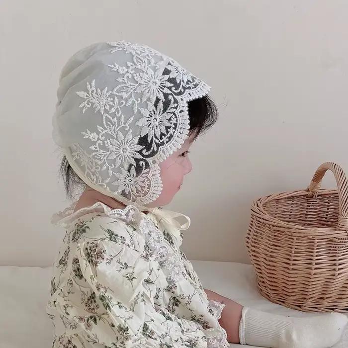 Chapeau d'été en dentelle brodée fleurs bébé fille unisexe maternité 0-12 mois accessoire photo nouveau-né confortable