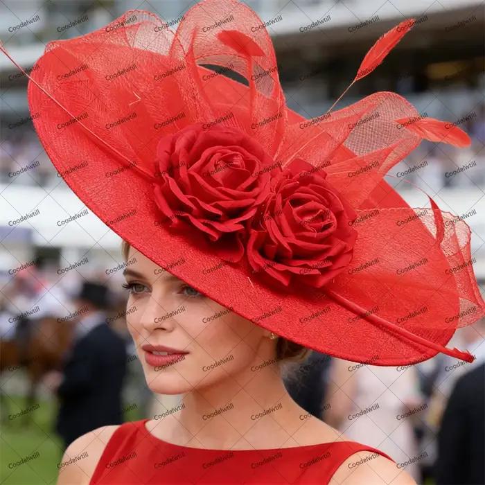Vert foncé dames Derby Fascinator chapeaux femme église mariage Royal Ascot casque femmes