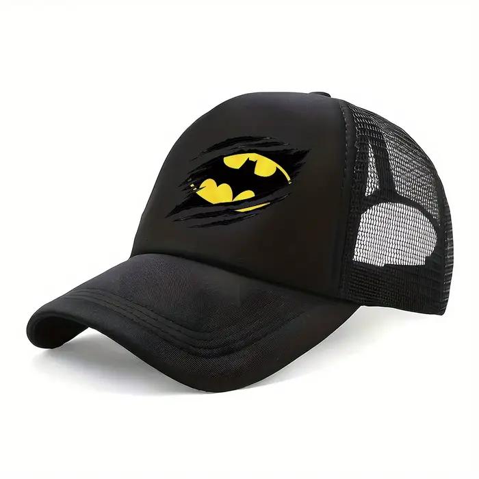 Casquette Snapback réglable avec logo WB Batman - Imprimé dessin animé rose et blanc avec symbole de chauve-souris