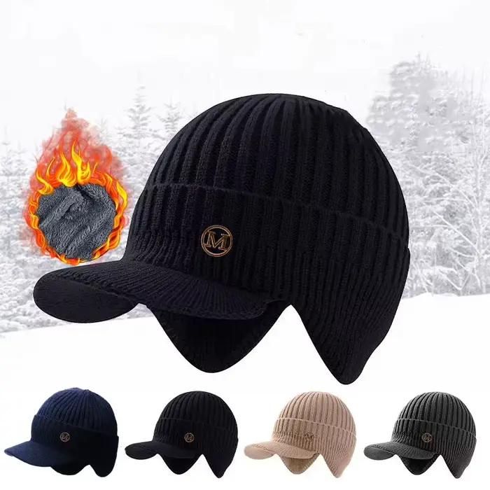 Bonnet pour hommes, doublure polaire épaisse d'hiver