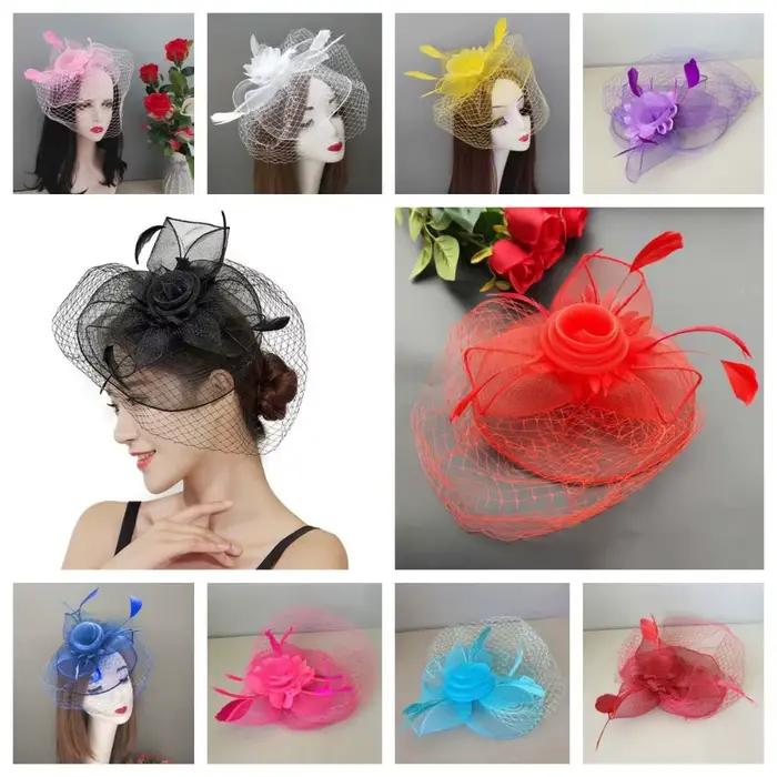 Chapeau fascinateur en maille de plumes Vintage