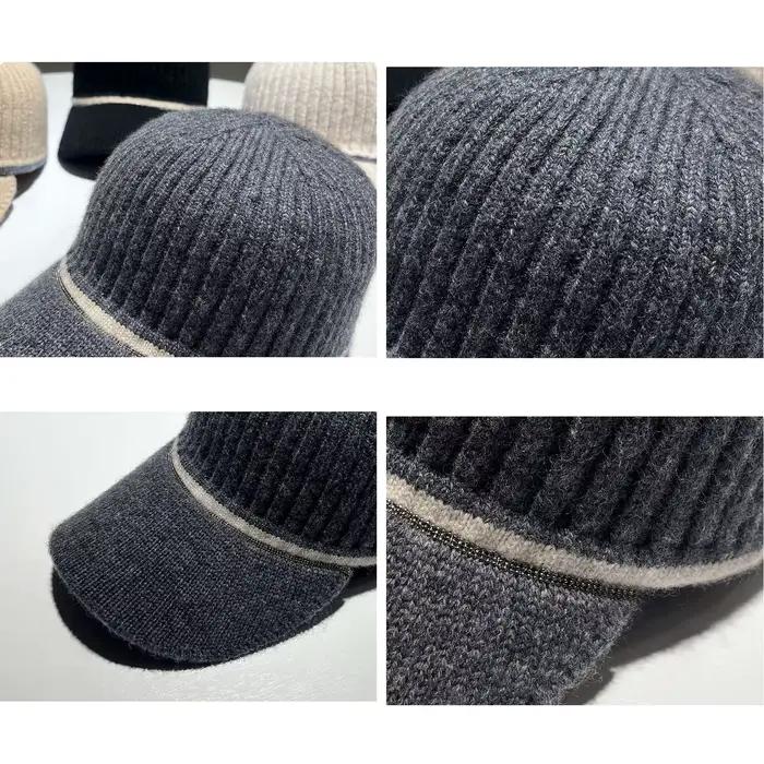 Casquettes de baseball en laine ornées pour femmes et hommes, chapeau tricoté