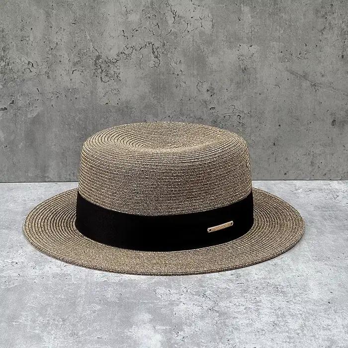 Chapeaux de bateau de paille de Style français pour femmes et hommes