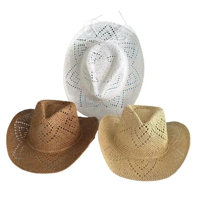 Chapeau de paille d'été Puloru unisexe pour femmes et hommes, chapeau de soleil sportif ajouré, multifonctionnel, protection solaire tout au long de l'année, extérieur, cowgirl occidental