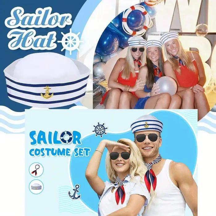 1/5 ensembles de chapeau de marin de Yacht et écharpe rayée