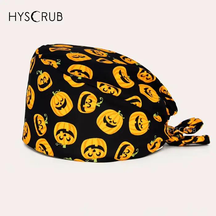 Chapeau de gommage en coton à motif de citrouille d'halloween