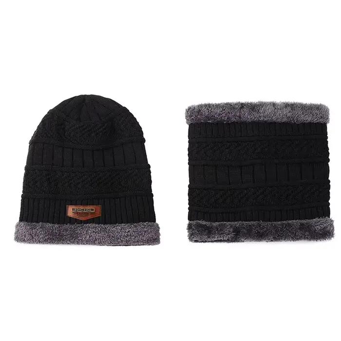 Lot de 2 chapeaux et écharpes d'hiver en tissu épais