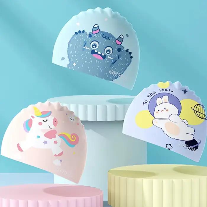 COPOZZ dessin animé enfants bonnet de bain piscine étanche oreille protéger chapeau haute élastique professionnel