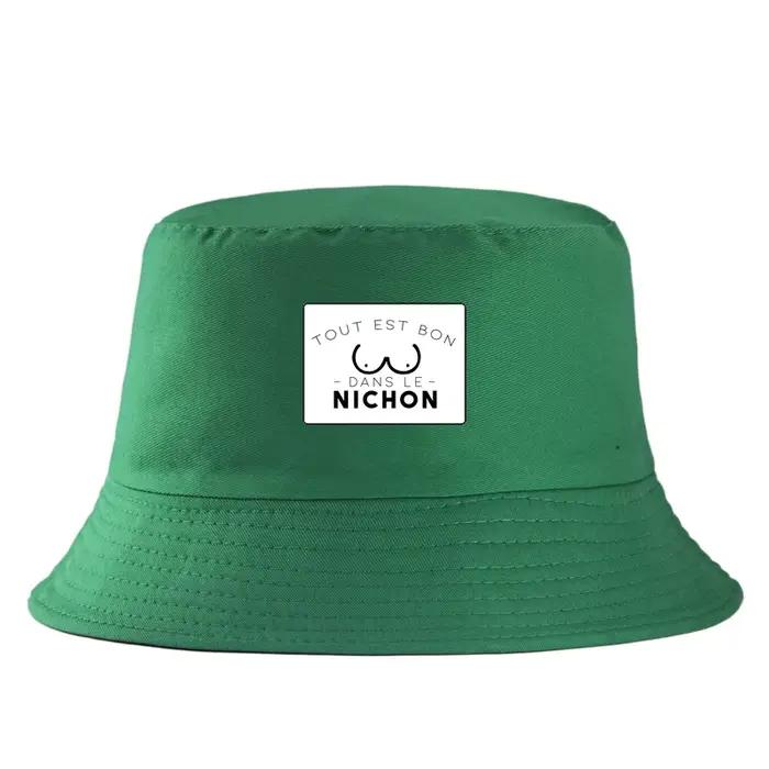 Casquette de pêcheur avec citation drôle en français « Tout est bien dans le nichon »